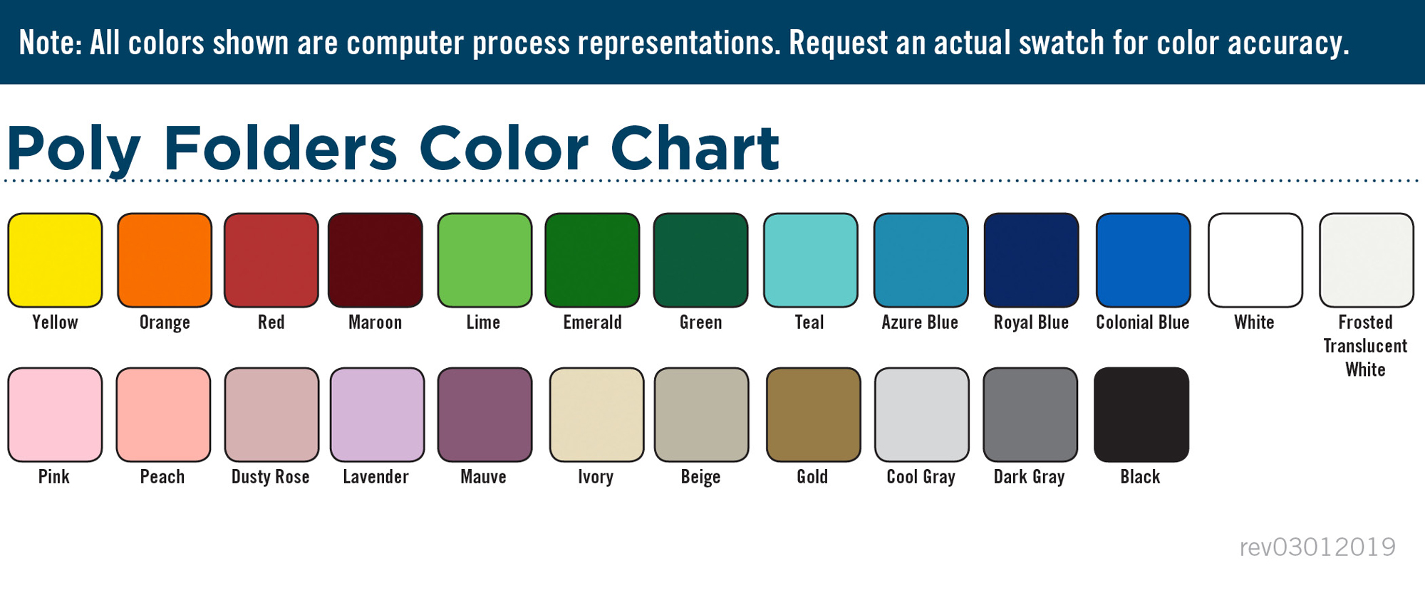 Poly Color Chart | Admore® Folders